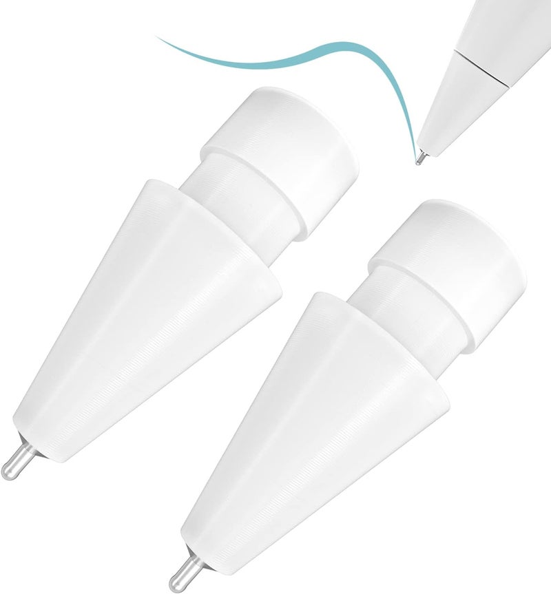 REEYEAR Upgraded iPad Pen Tips fit for Apple Pencil Pro/2nd /1st /USB-C Generation iPad Pro Air Mini Pencil,0.78mm No Wear Out Metal Fine Point Accurate Increasing Pencil Nibs, Write Like A Real Pen,White - Image 1